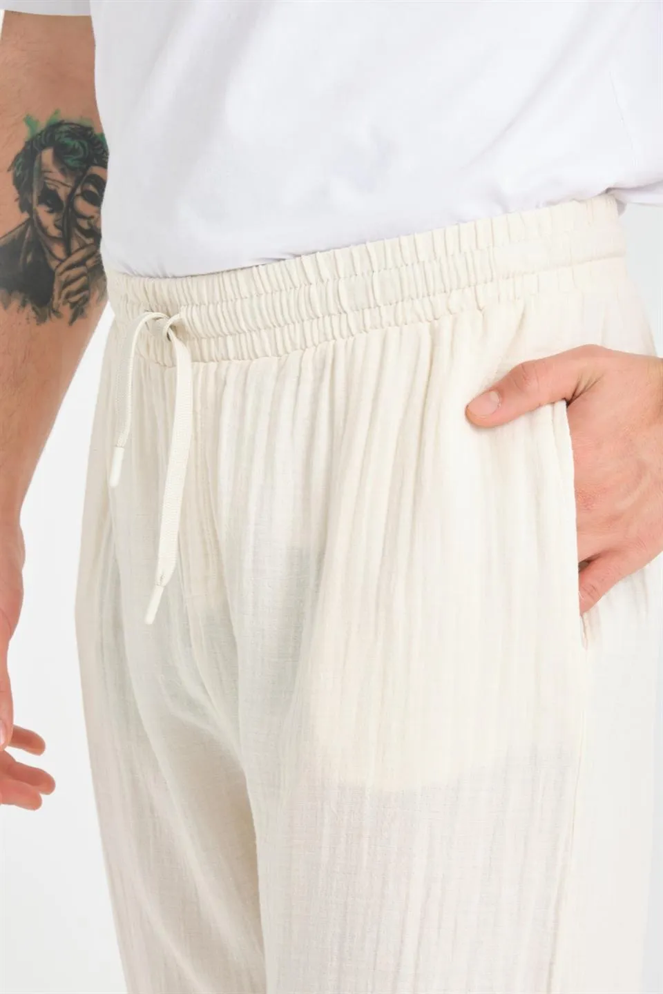 baggy kalip müslin kumaş pantolon