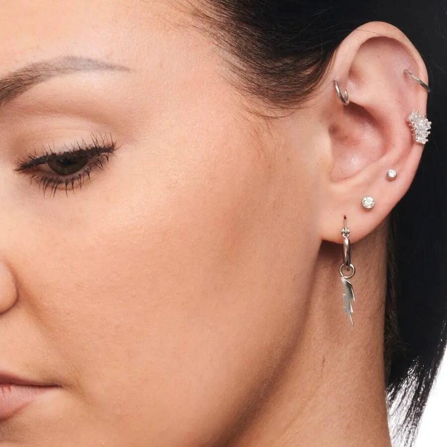 Bezel Set CZ Titanium Stud Earrings - Pair