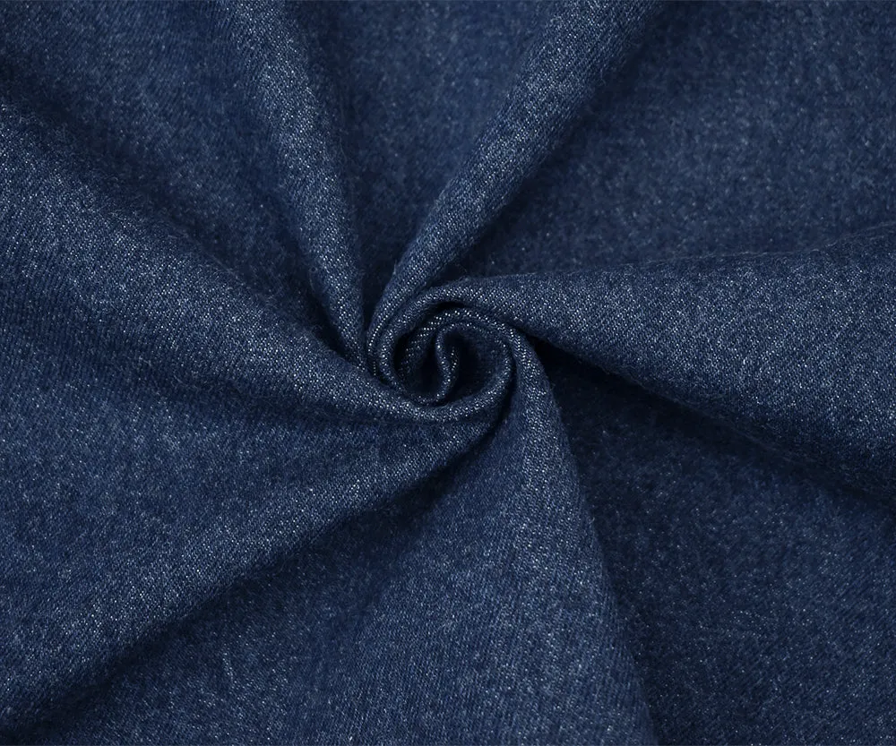 Blue Cotton 14 oz. Washed Denim Twill Woven Fabric