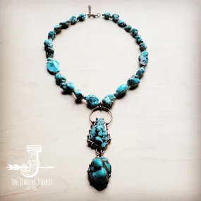 Blue Turquoise Necklace w/ Soldered Turquoise Pendant 259j