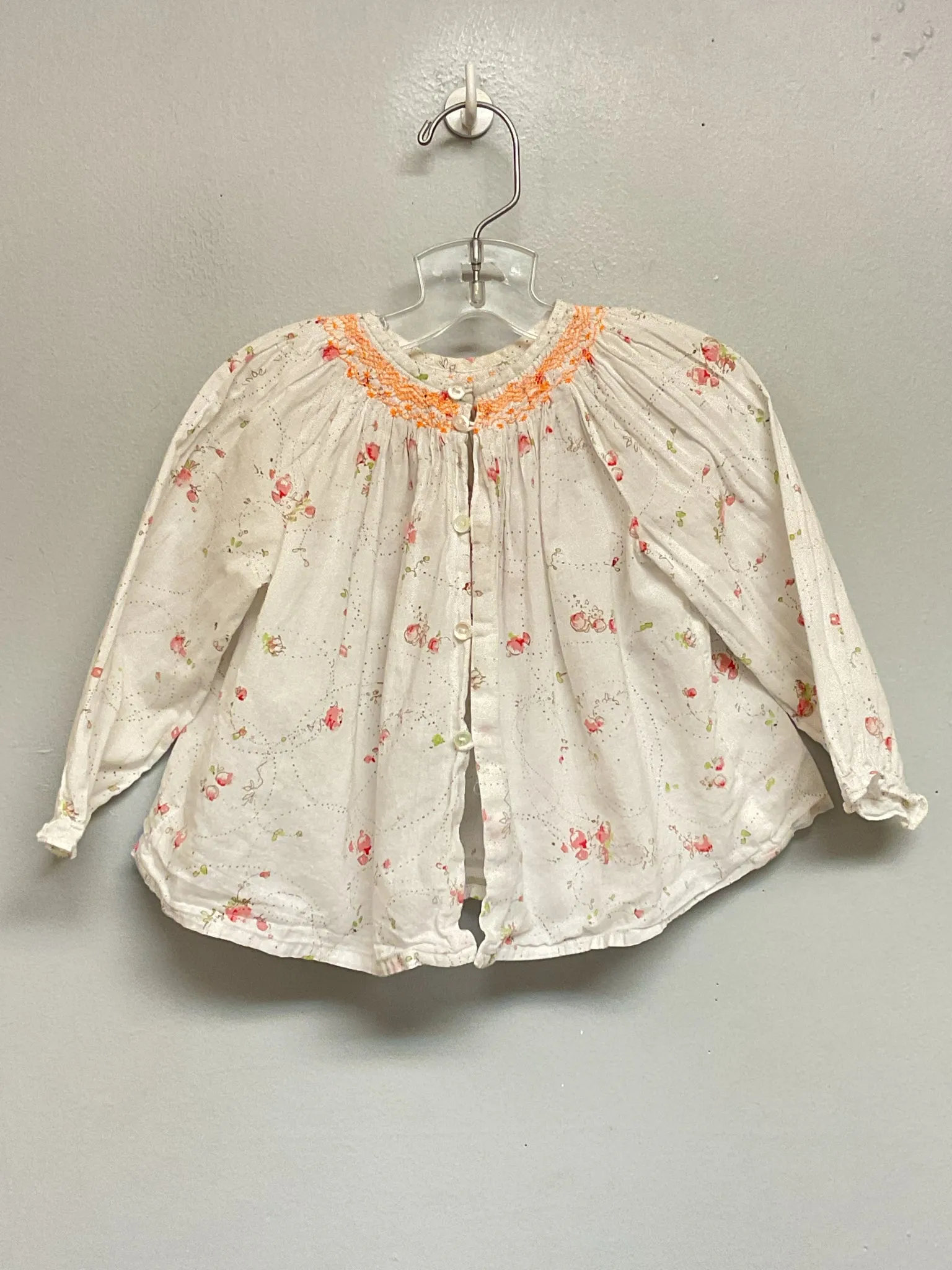 Bonpoint Size 18M White Floral Cotton Infant Girls Blouses & Tunics