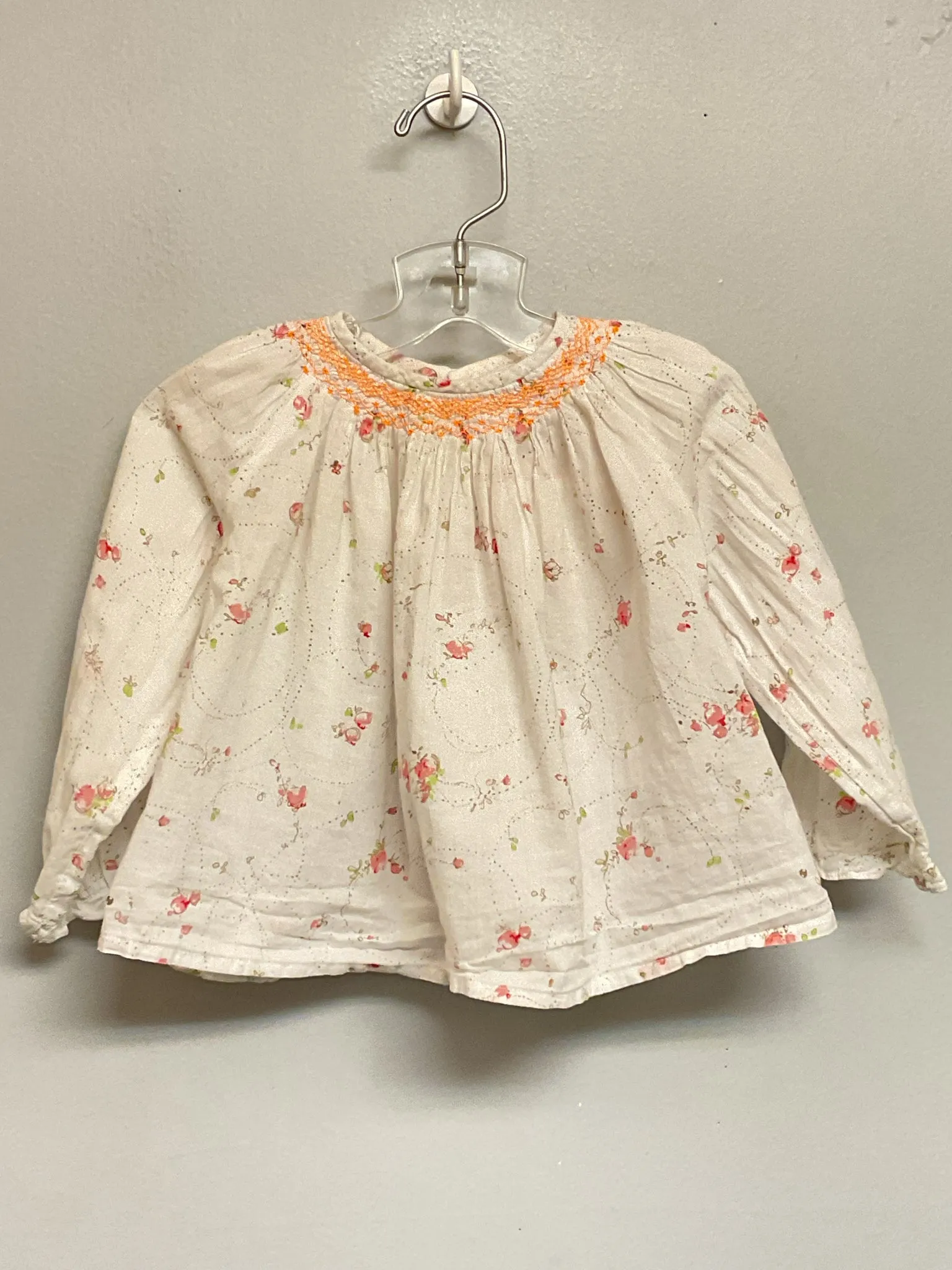 Bonpoint Size 18M White Floral Cotton Infant Girls Blouses & Tunics