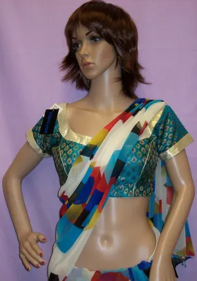 Choli 3741 Green Brocade Saree Blouse S M L Choli Shieno Sarees