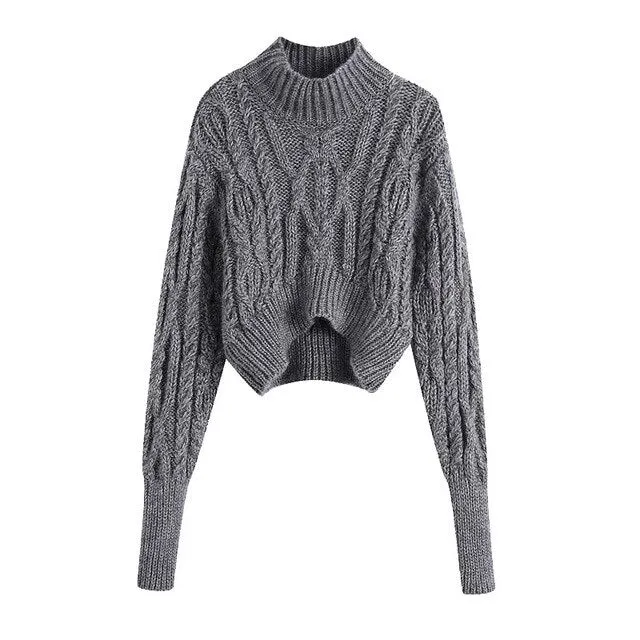CROPPED CABLE-KNIT SWEATER