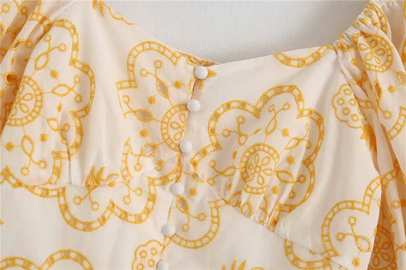 EMBROIDERY CROPPED BLOUSE