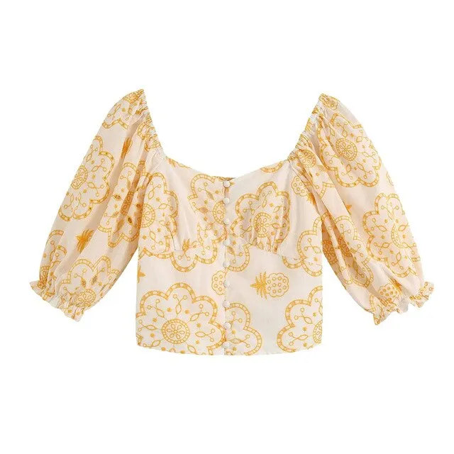EMBROIDERY CROPPED BLOUSE