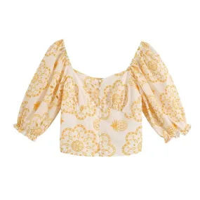 EMBROIDERY CROPPED BLOUSE