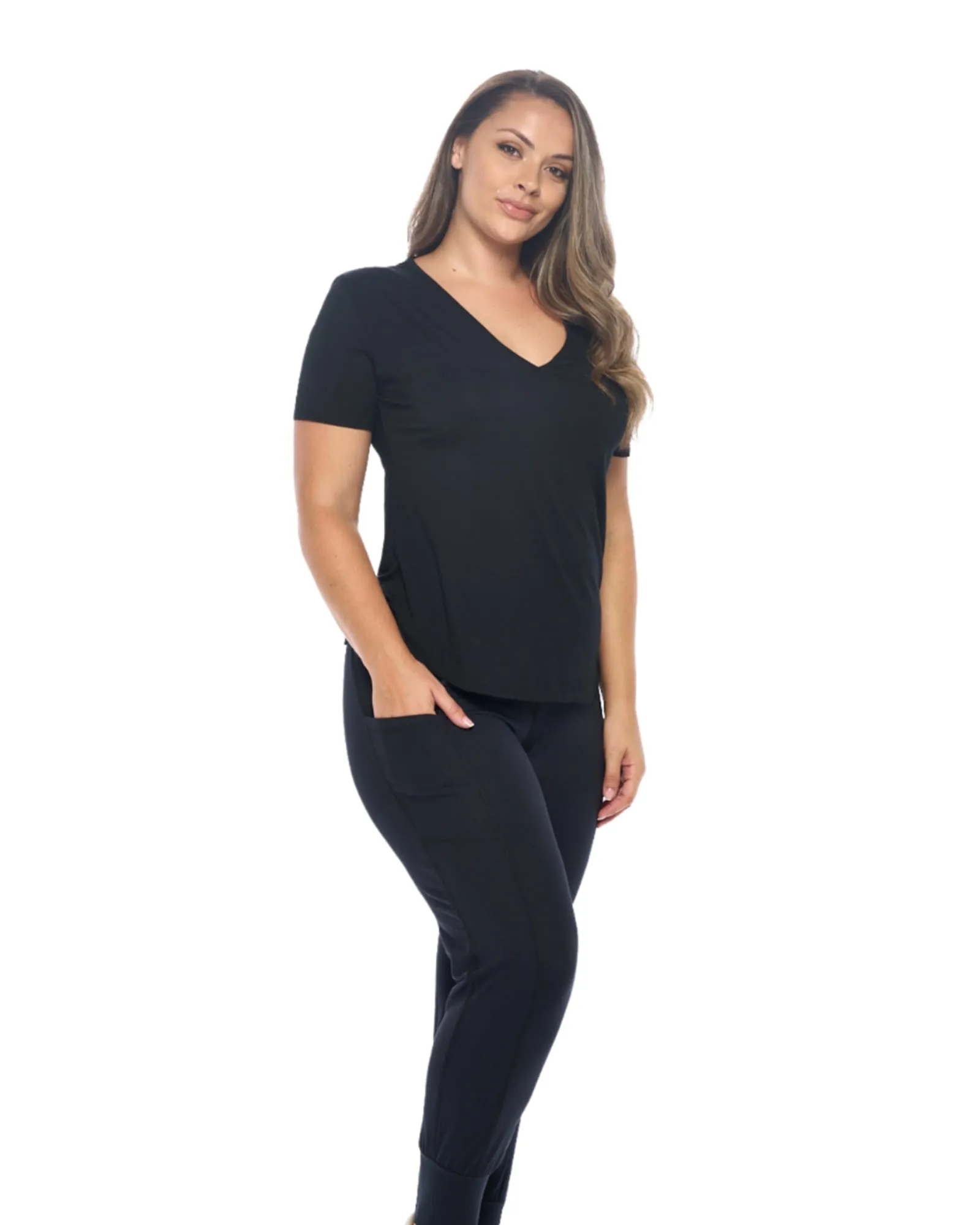 Feminine Fit V-Neck Everyday T Shirt | Black