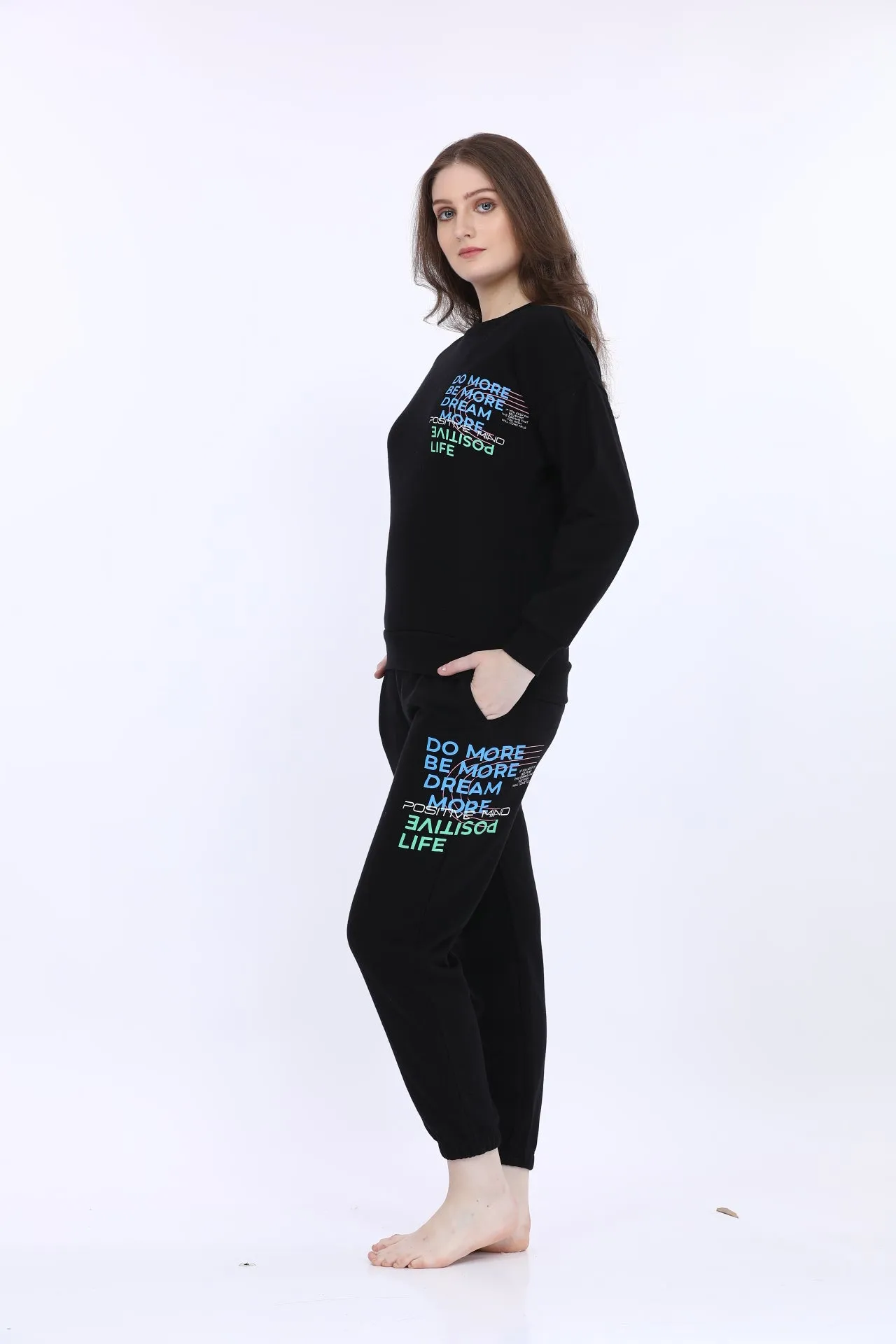 Fleece Winter Black Co-ord Set