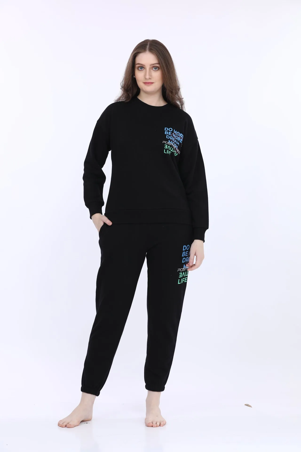 Fleece Winter Black Co-ord Set