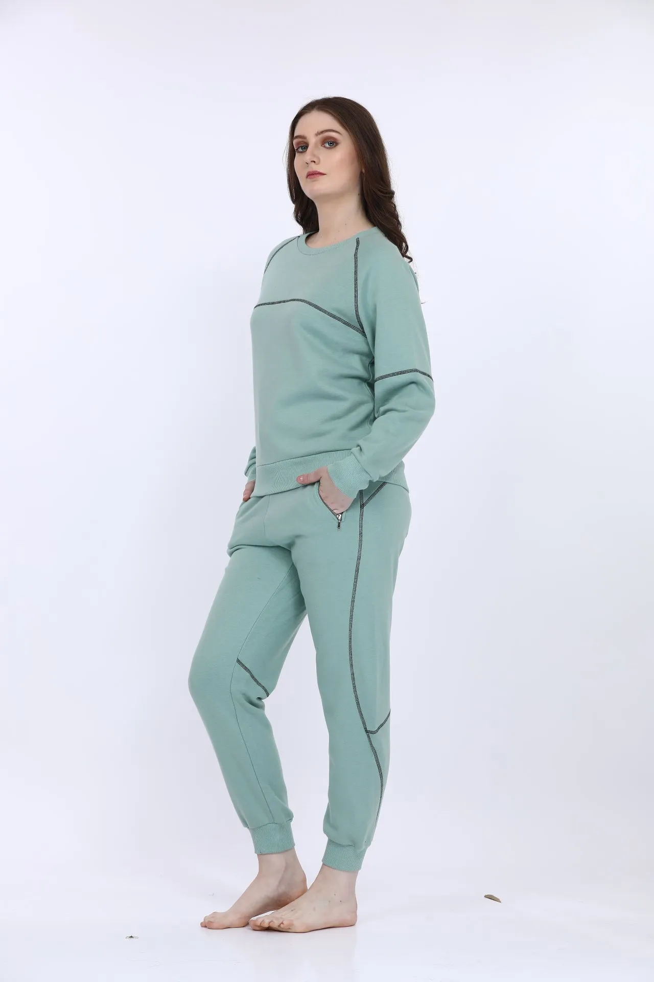 Fleece Winter Light Green Co-ord Set