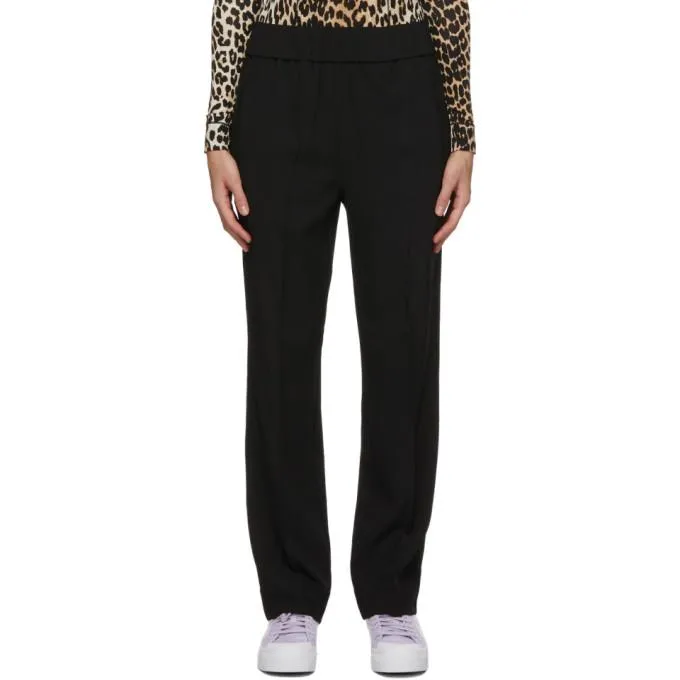 GANNI Black Heavy Crepe Trousers