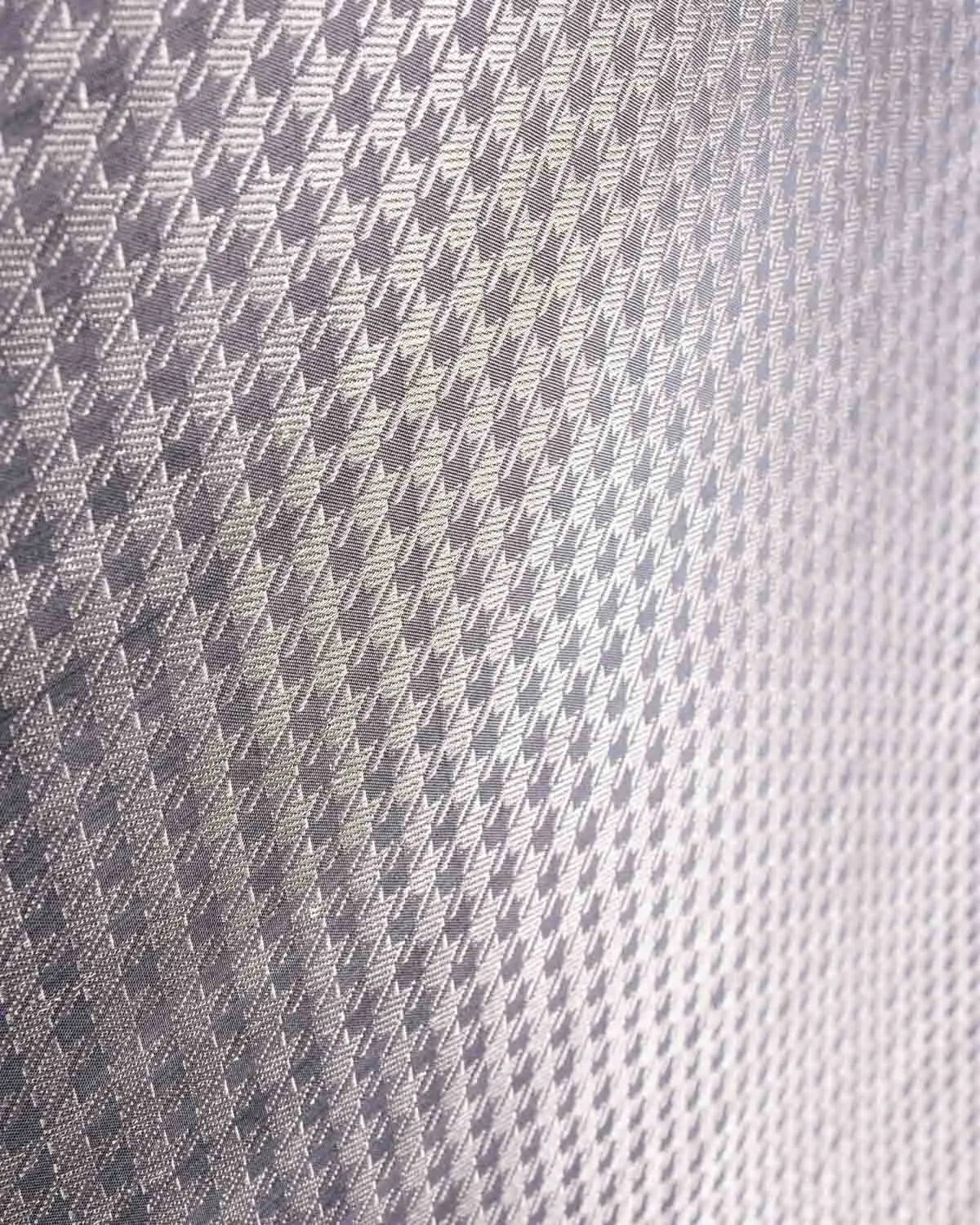 Gray Banarasi Silver Zari Houndstooth Ektara Brocade Handwoven Katan Silk Unisex Fabric