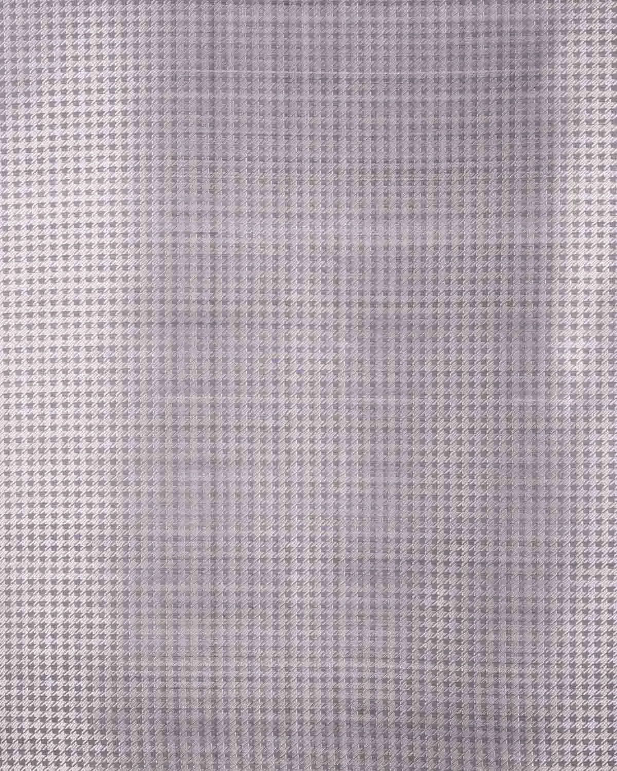 Gray Banarasi Silver Zari Houndstooth Ektara Brocade Handwoven Katan Silk Unisex Fabric