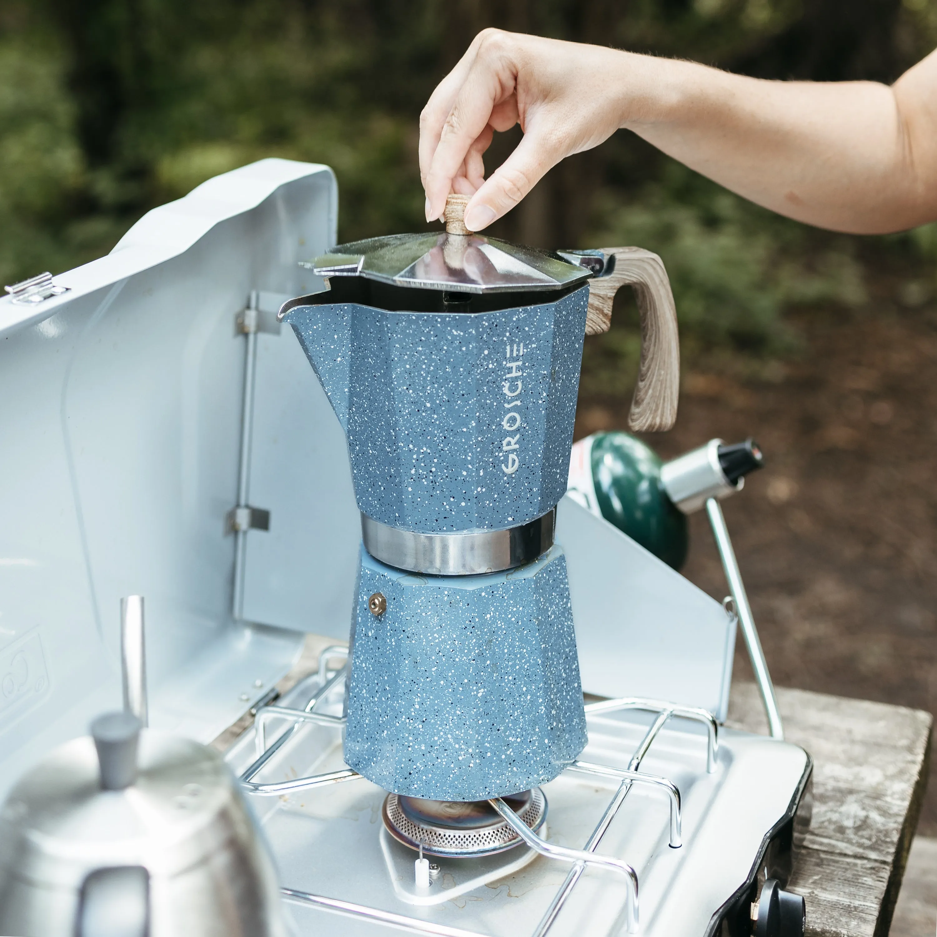 GROSCHE MILANO STONE Stovetop Espresso Maker, Indigo Blue, Available in 4 sizes - Pack of 4