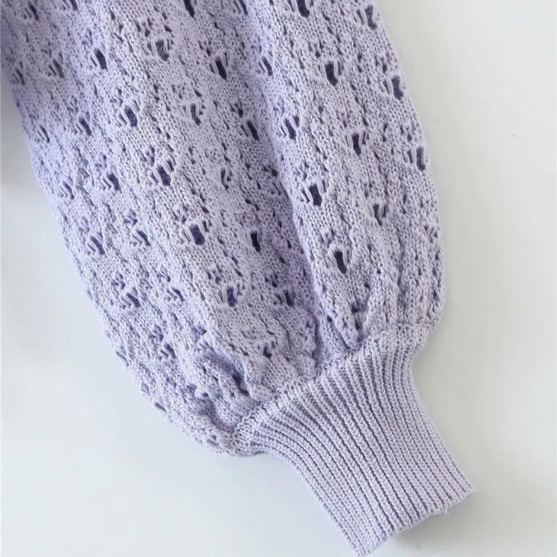 HOLLOW OUT CROPPED KNITTED SWEATER