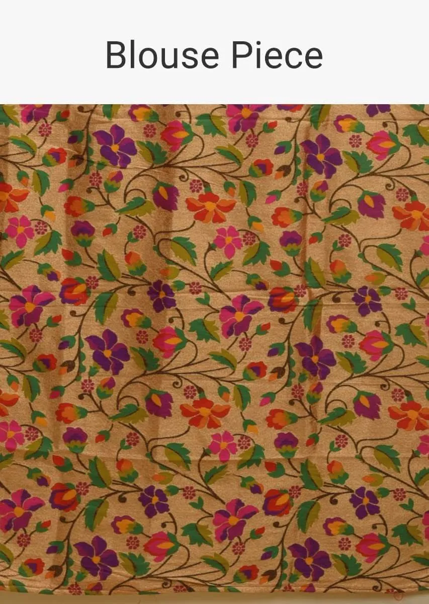 Honey Yellow Banarasi Saree In Silk With Brocade Woven Floral Jaal And Maroon Brocade Border Along With Unstitched Blouse Online - Kalki Fashion