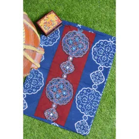 Indigo Ajrakh Blouse with Embroidery