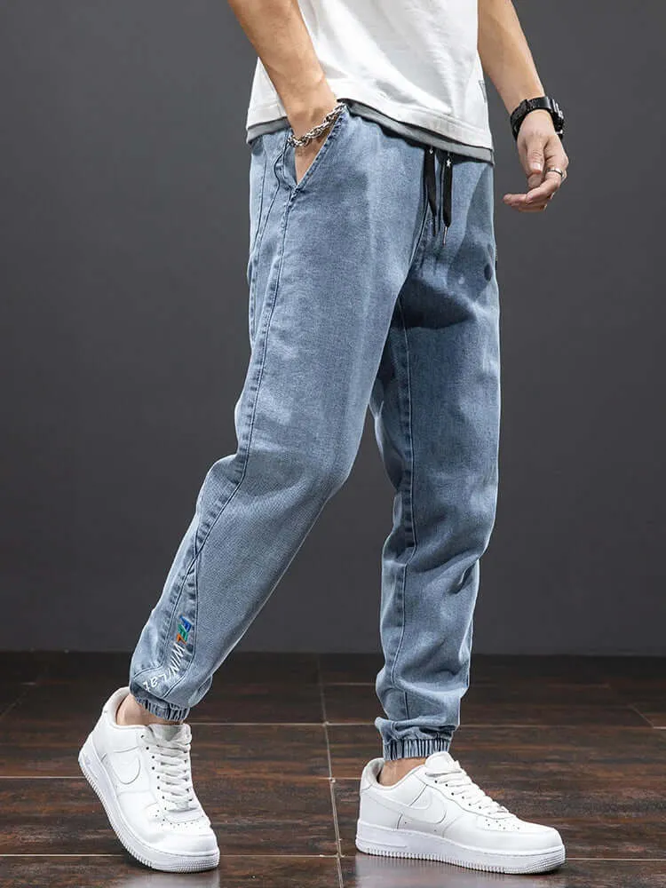 Men's Denim Jogger Pants: Relaxed Fit Streetwear