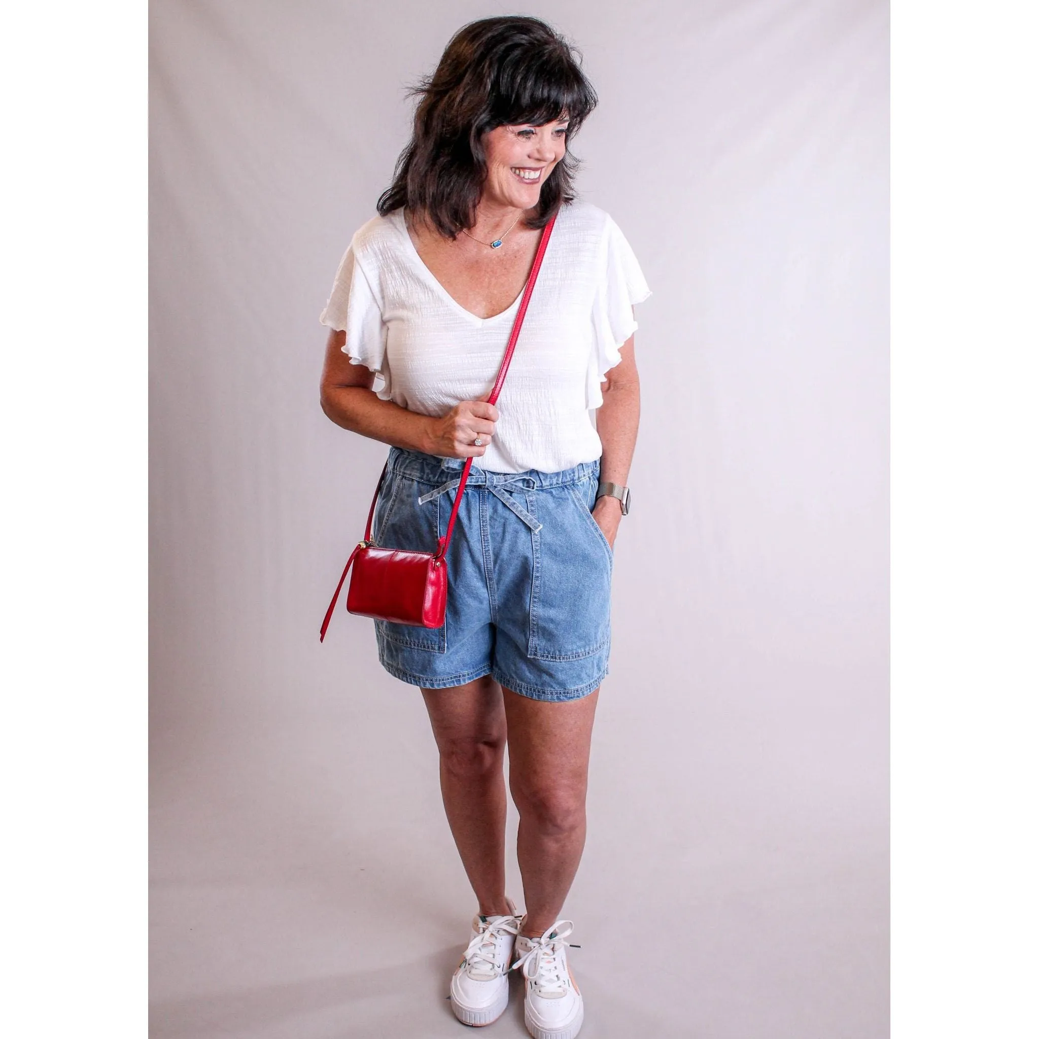 Molly Bracken Flutter Sleeve V Neck Tee