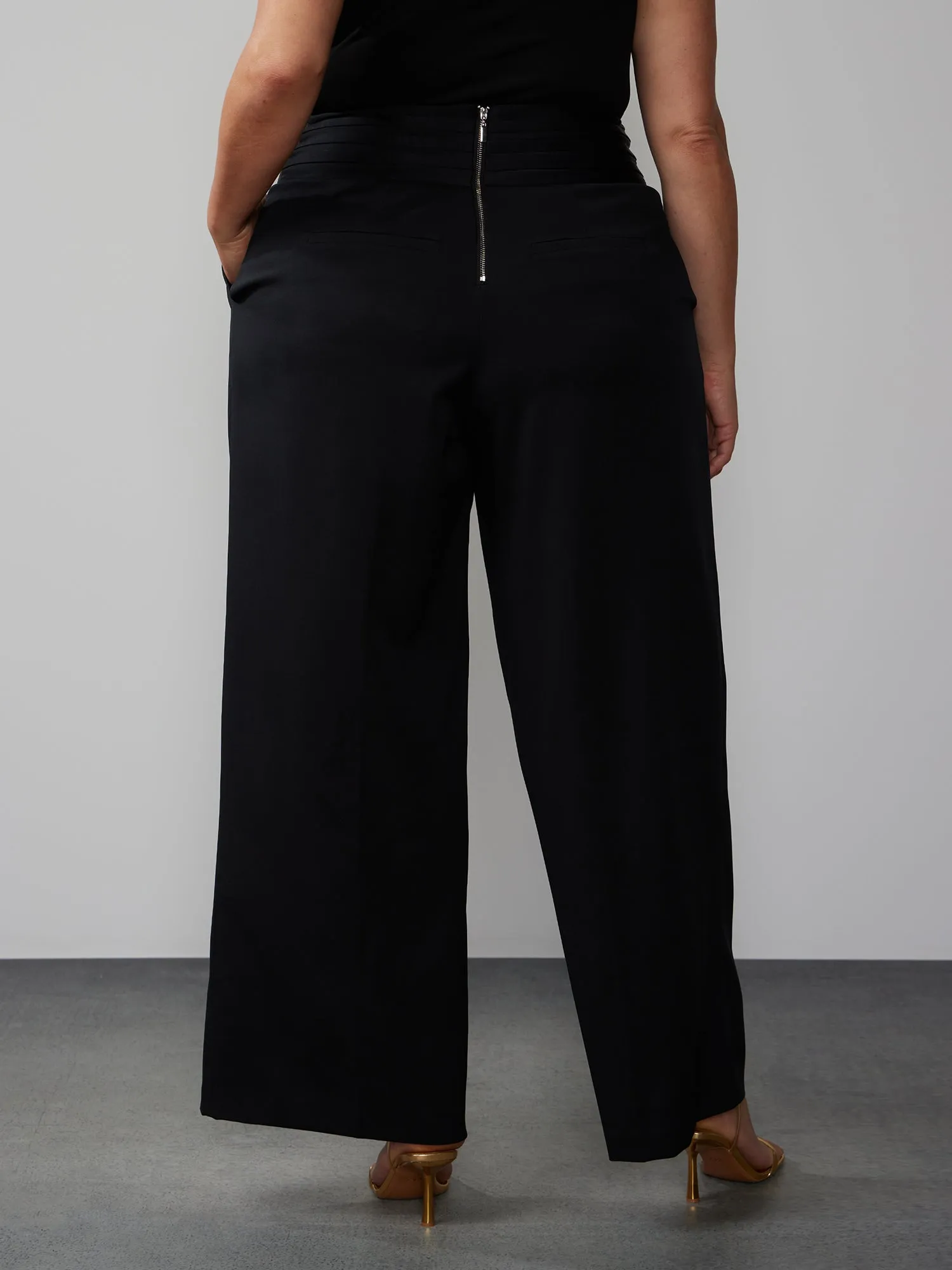 Plus High Rise Satin Waistband Pant