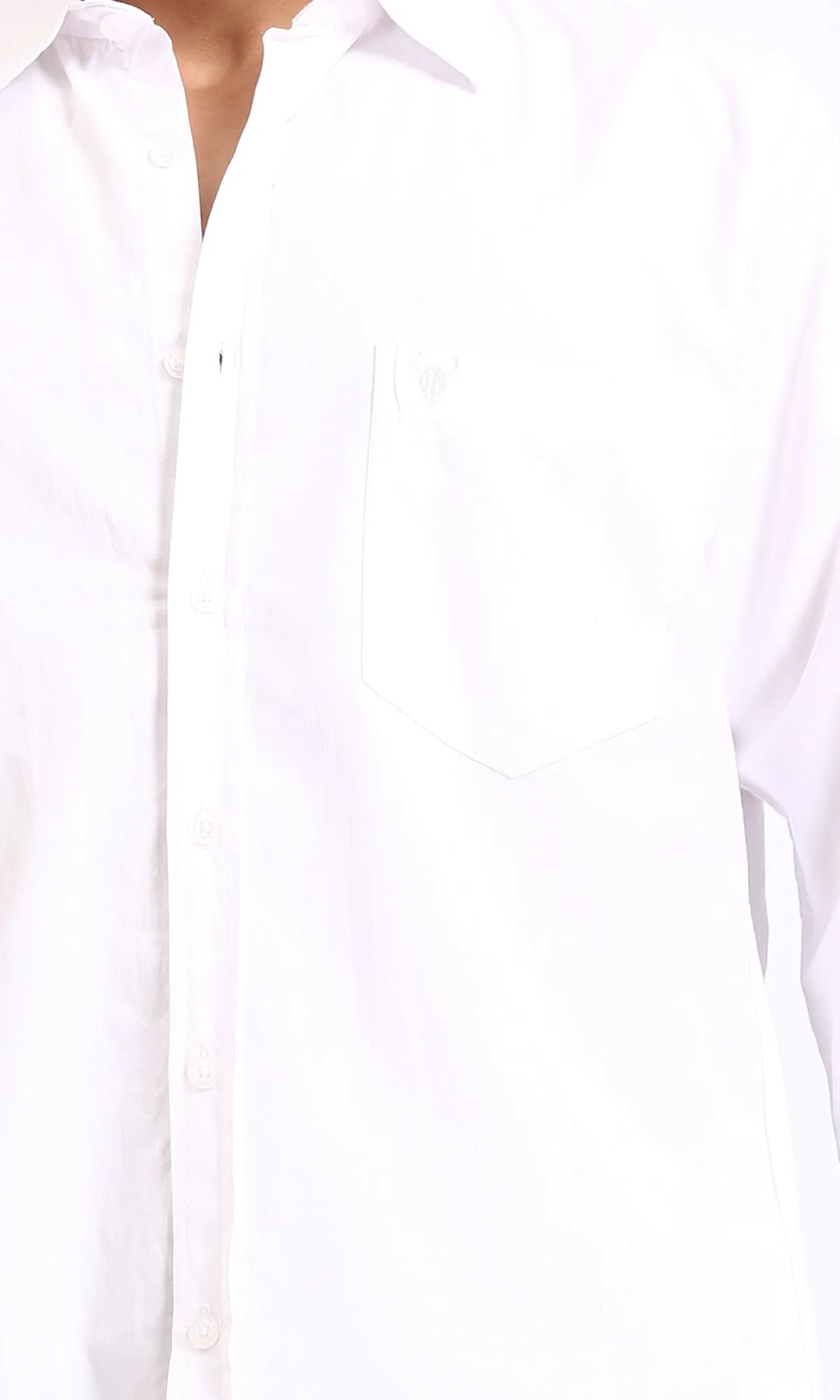 R206954 - Long Sleeves Solid Shirt with Front Pocket - White