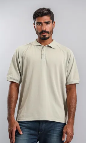 R208949 - Elbow Sleeves Solid Polo Shirt - Light Olive