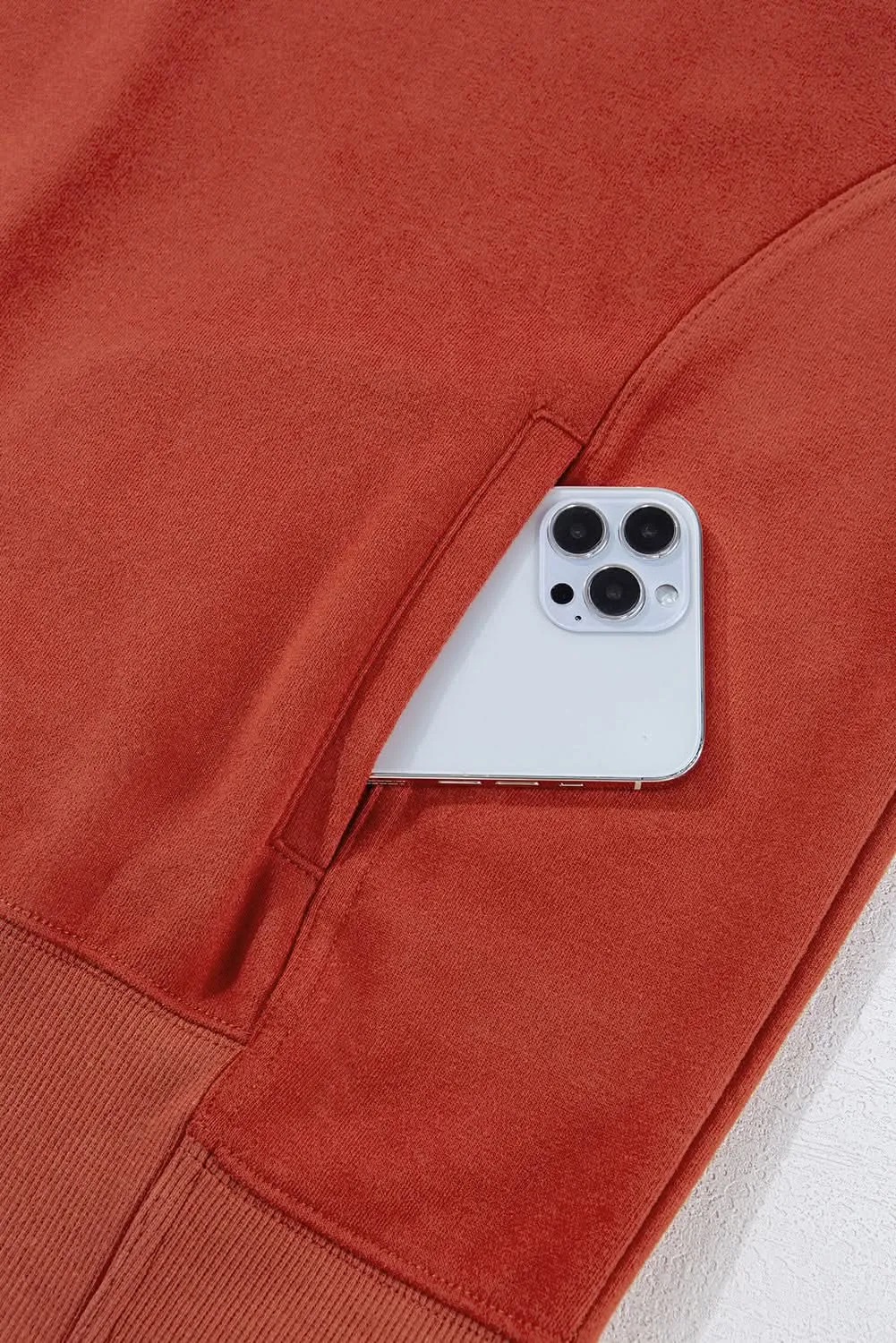 Red clay oversized drawstring hoodie