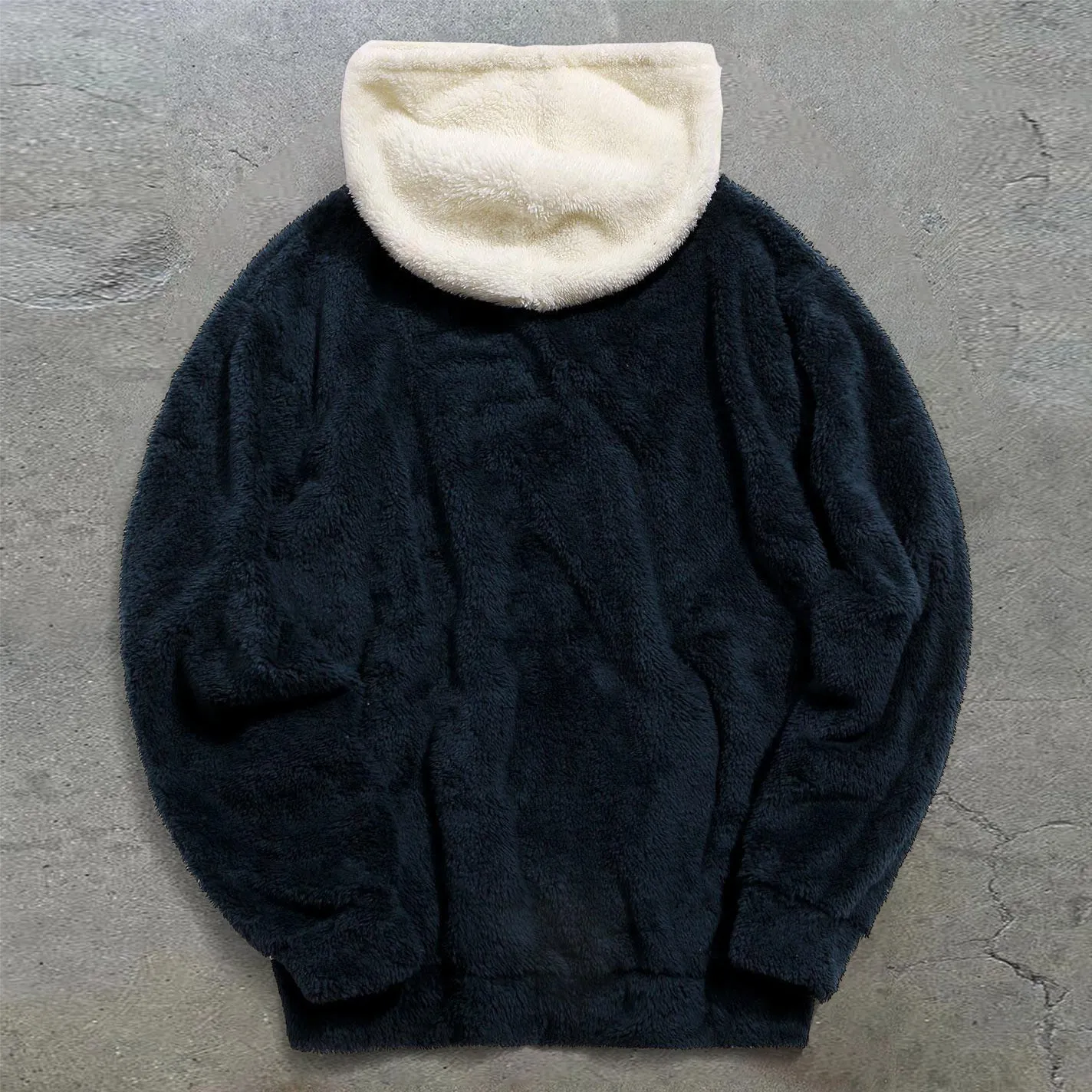 Retro Colorblock Trendy Plush Hoodie