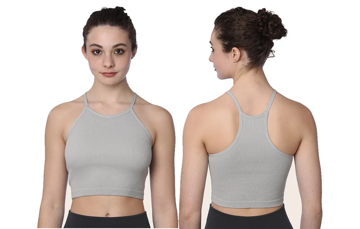Rib-Knit Camisole Crop Tank Tops