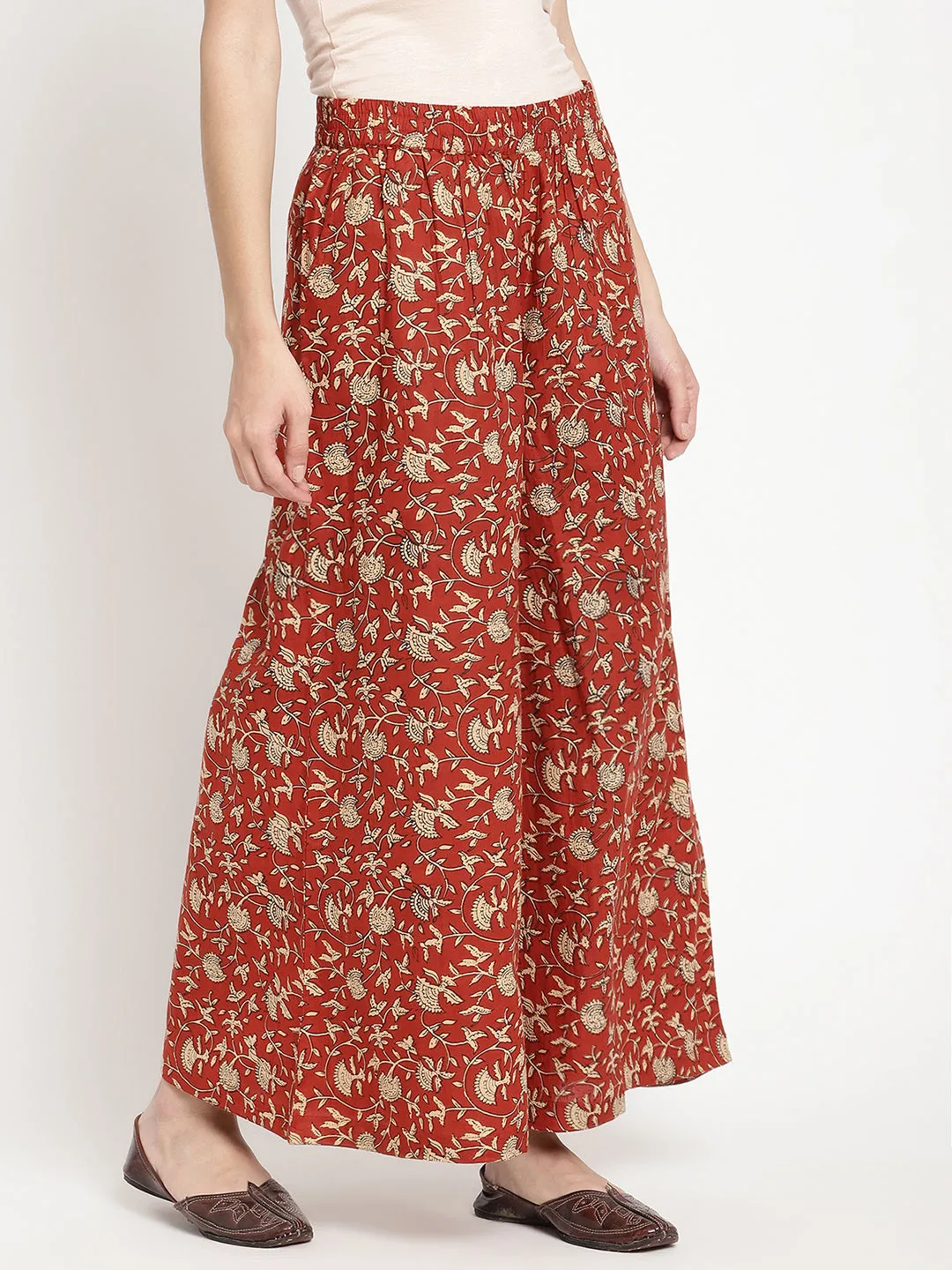 Rust Cotton Printed Palazzo