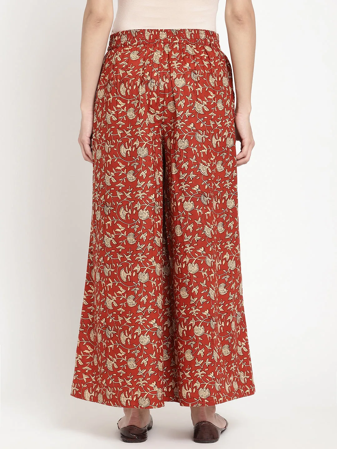 Rust Cotton Printed Palazzo