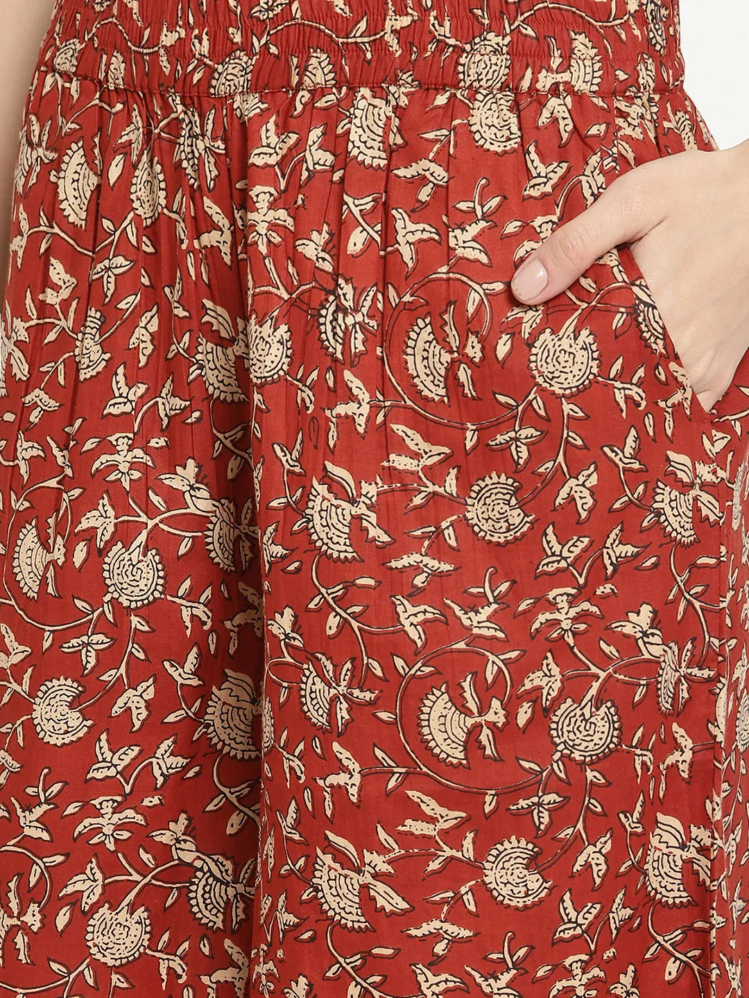 Rust Cotton Printed Palazzo