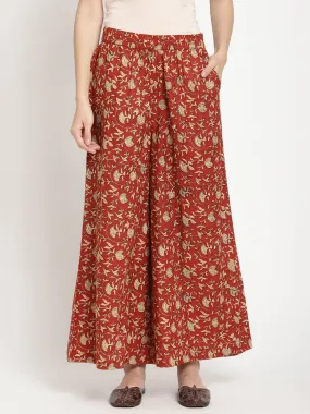 Rust Cotton Printed Palazzo