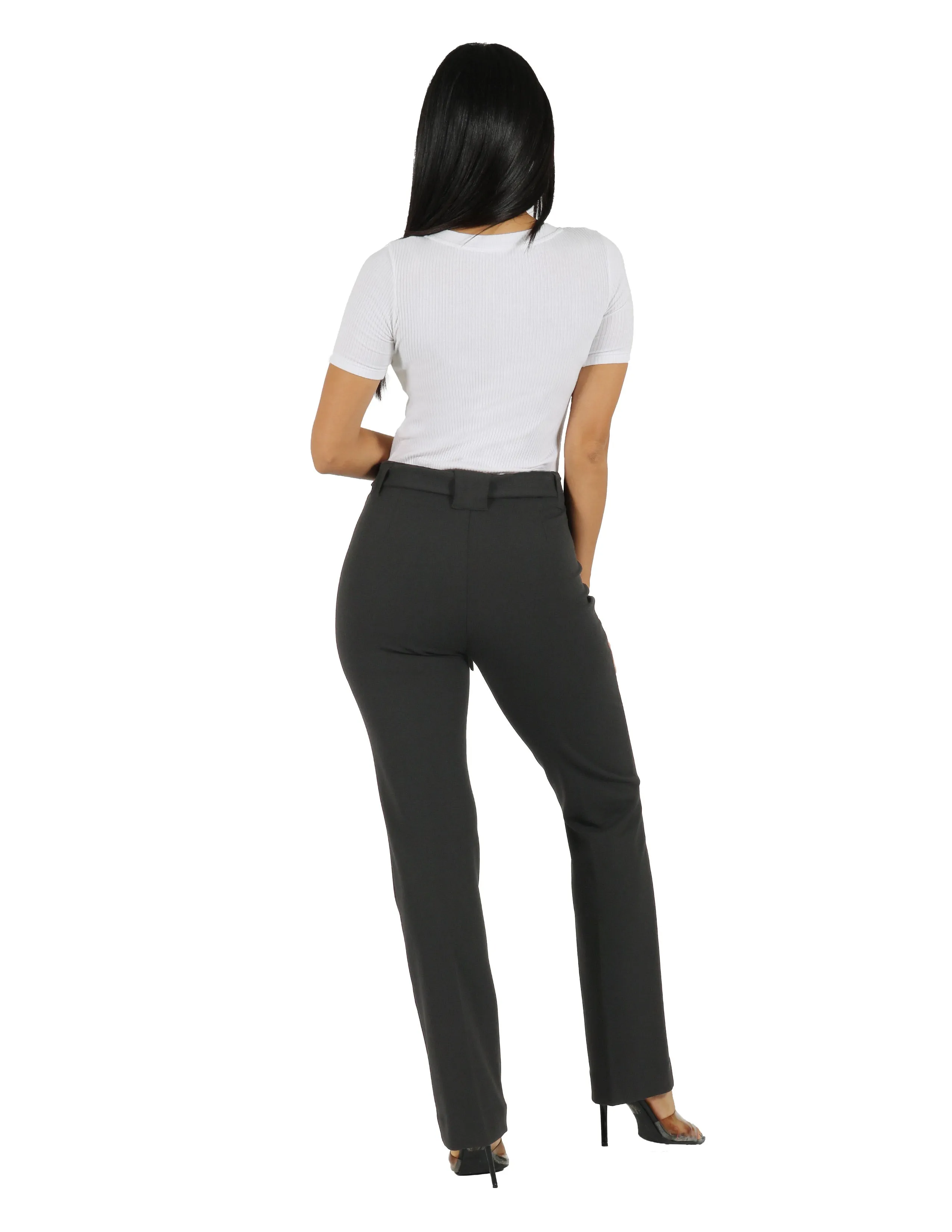 She's Busy High Rise Wide Leg Pant with Patch Pocket and Belt