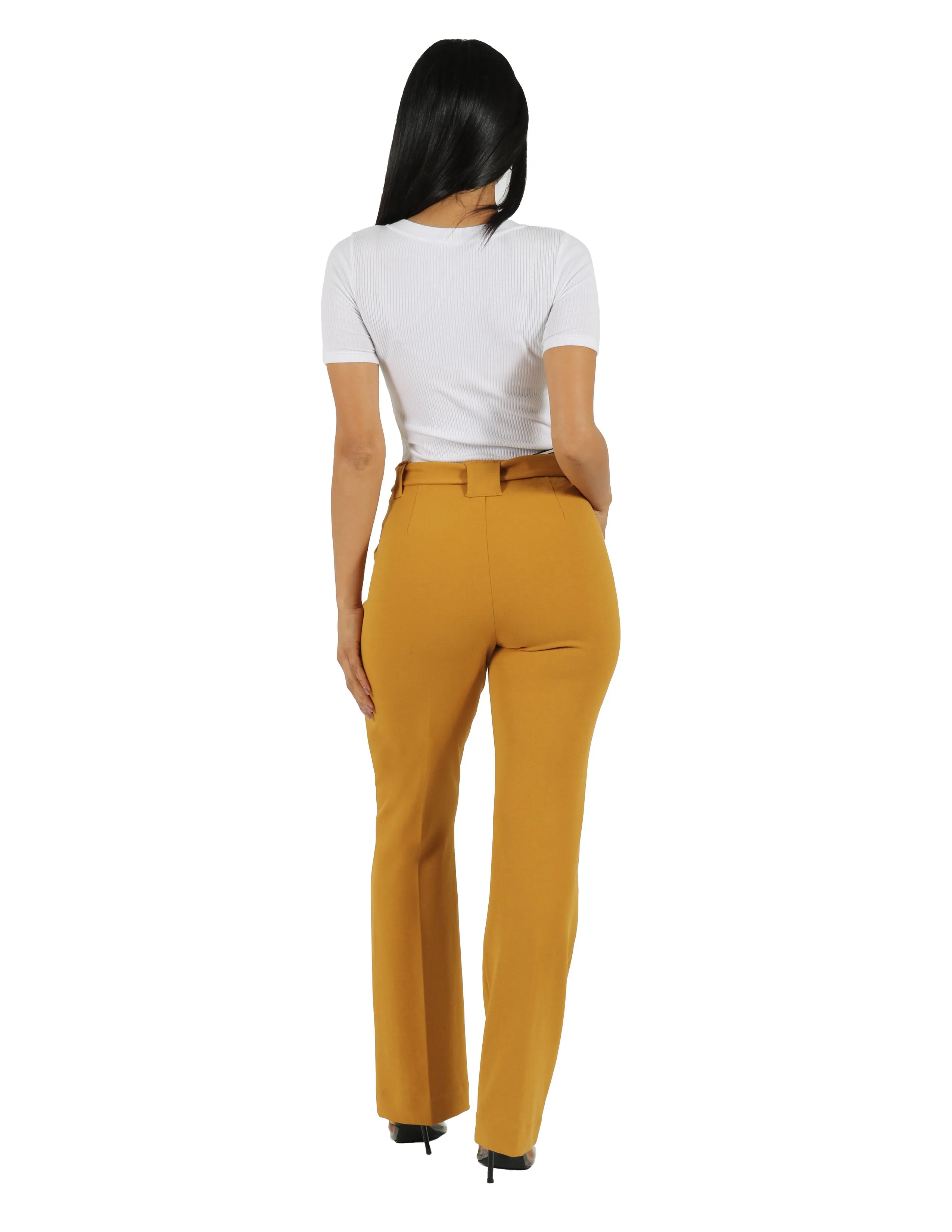 She's Busy High Rise Wide Leg Pant with Patch Pocket and Belt
