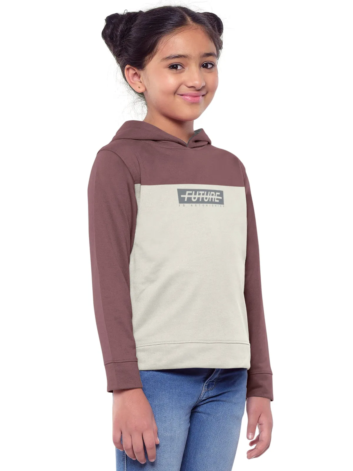 Trendy Printed Full Sleeve / Long Sleeve Hooded Sweatshirt for Girls