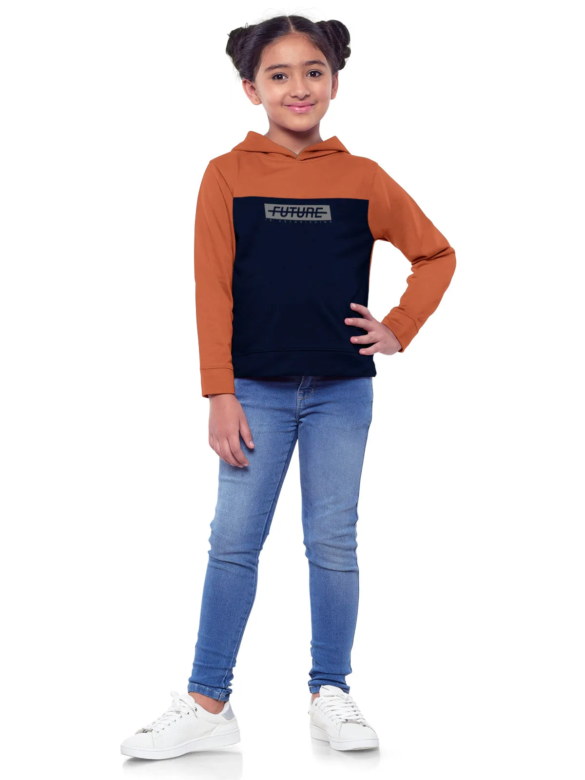 Trendy Printed Full Sleeve / Long Sleeve Hooded Sweatshirt for Girls