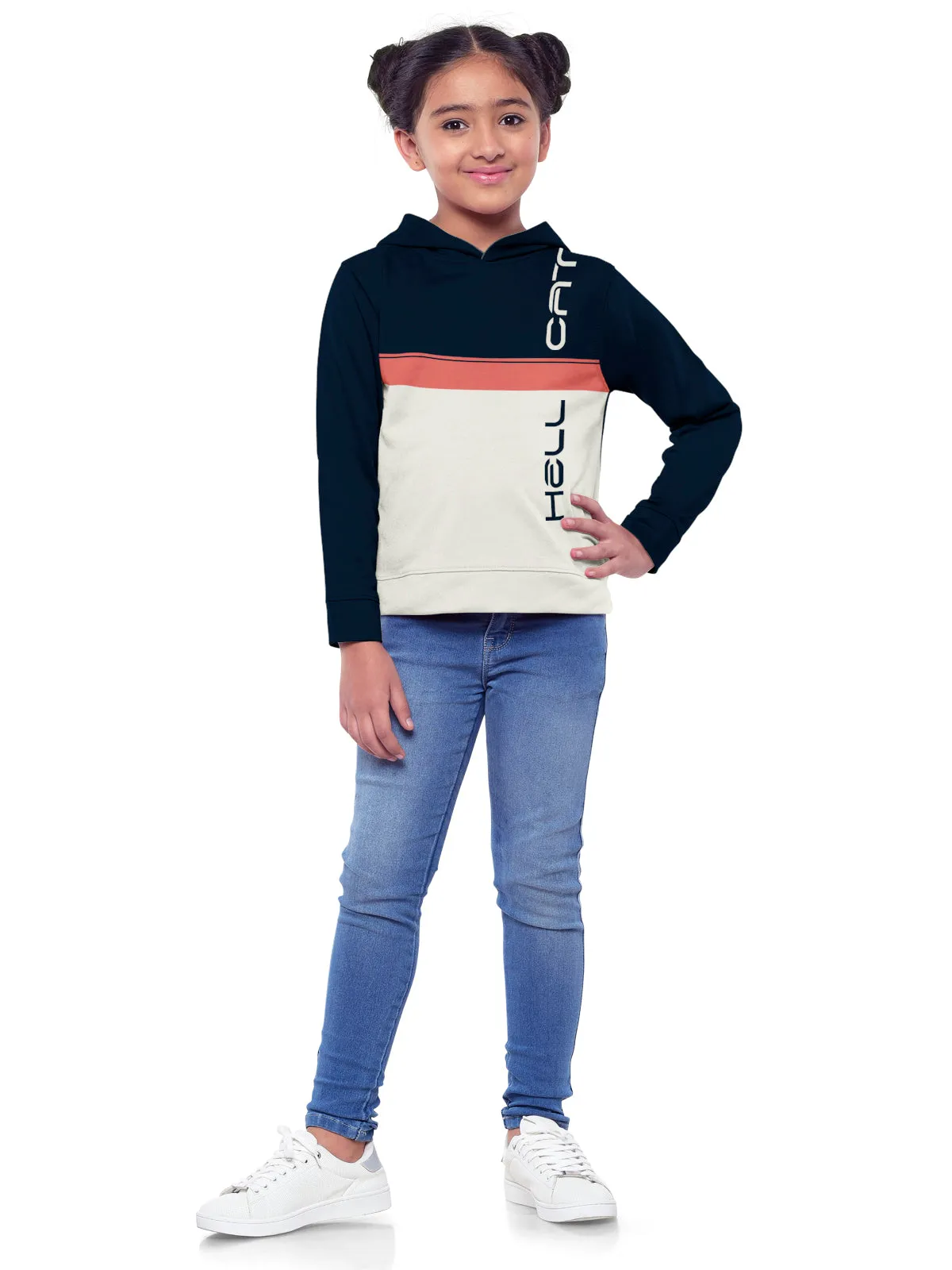 Trendy Printed Full Sleeve / Long Sleeve Hooded Sweatshirt for Girls