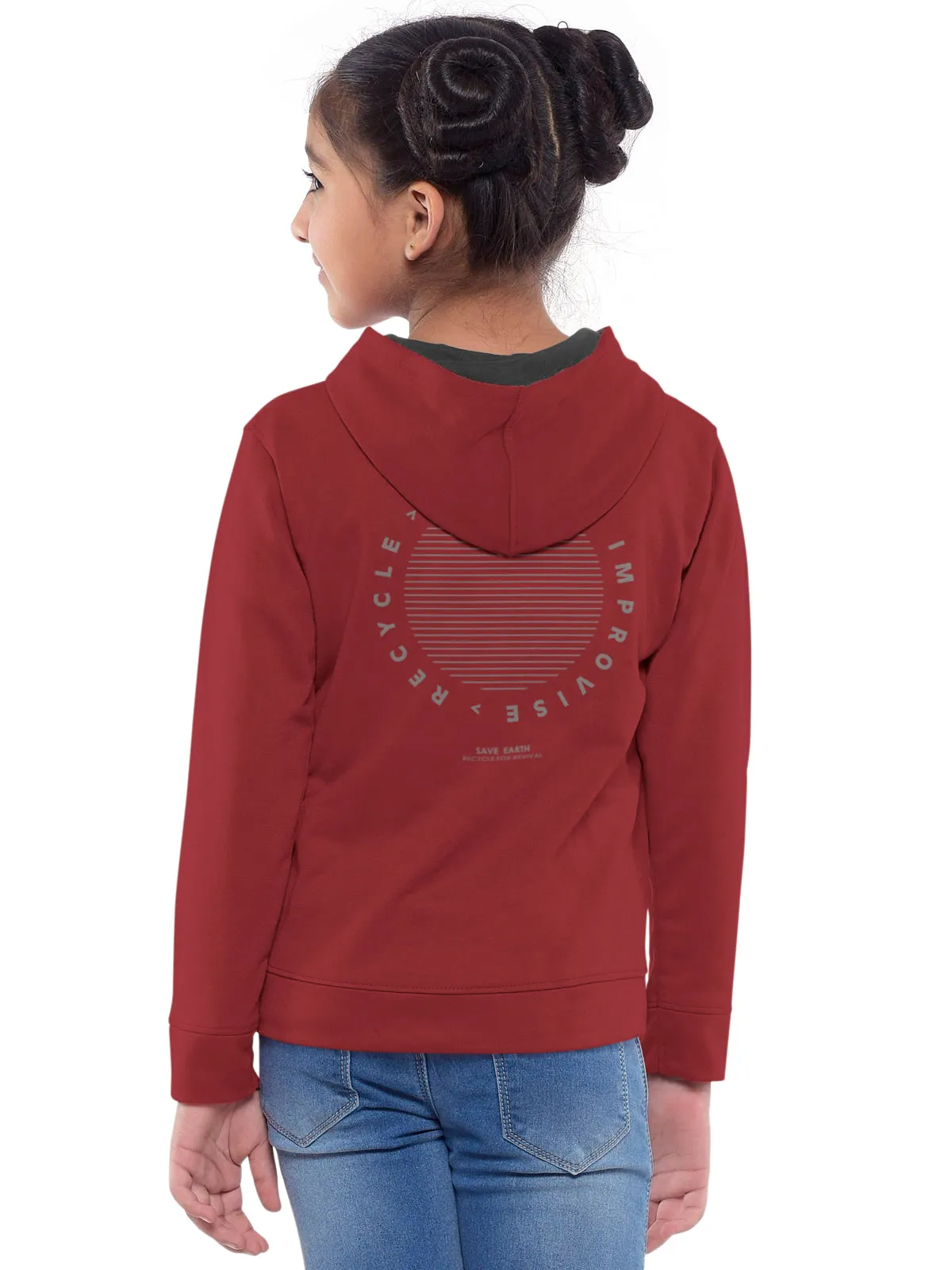 Trendy Printed Full Sleeve / Long Sleeve Hooded Sweatshirt for Girls