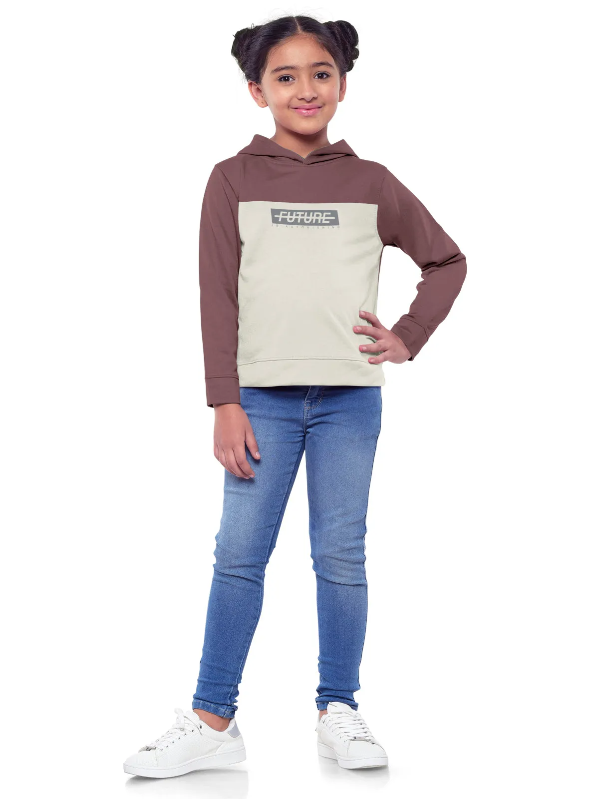 Trendy Printed Full Sleeve / Long Sleeve Hooded Sweatshirt for Girls