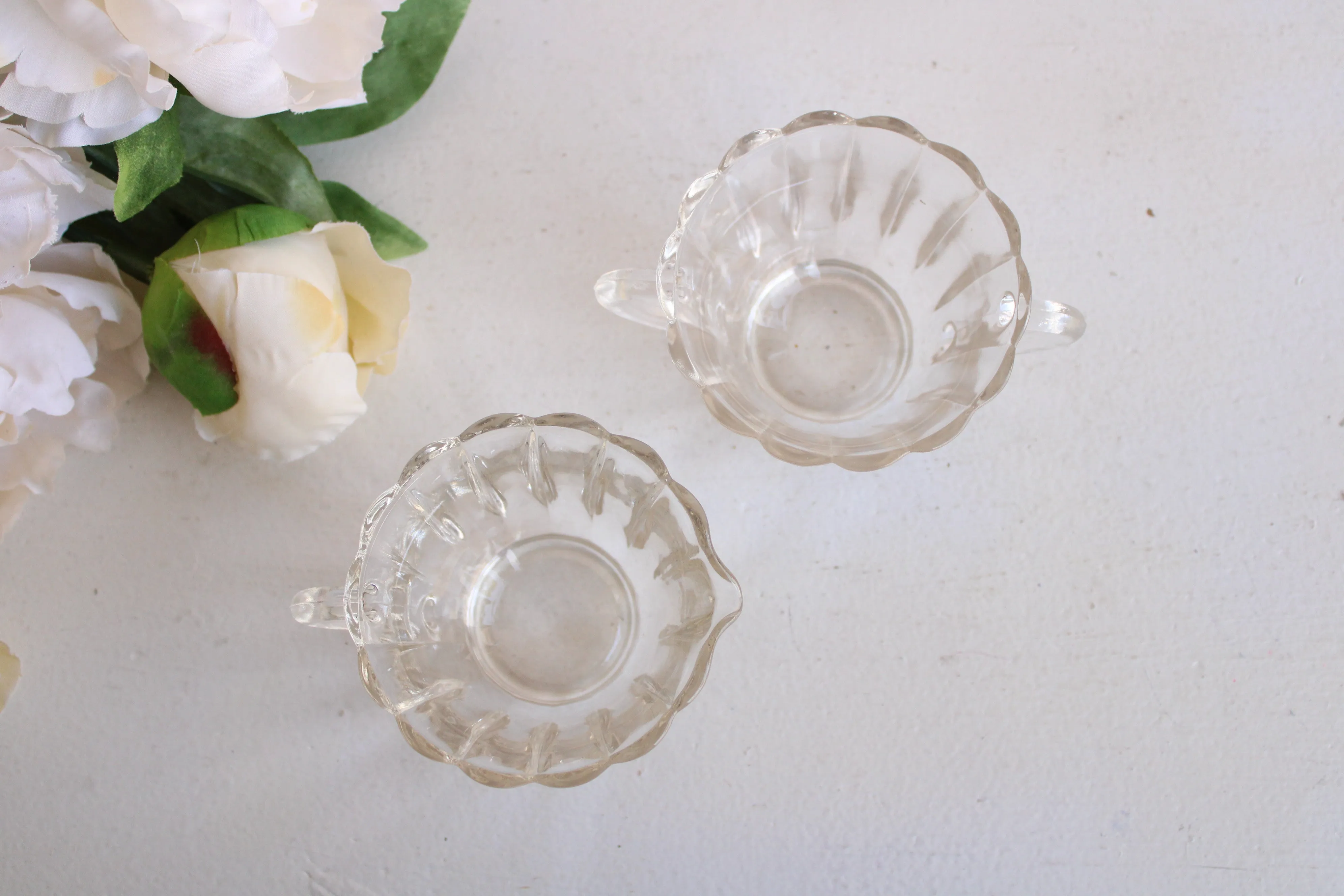 Vintage Glass Sugar and Creamer Set