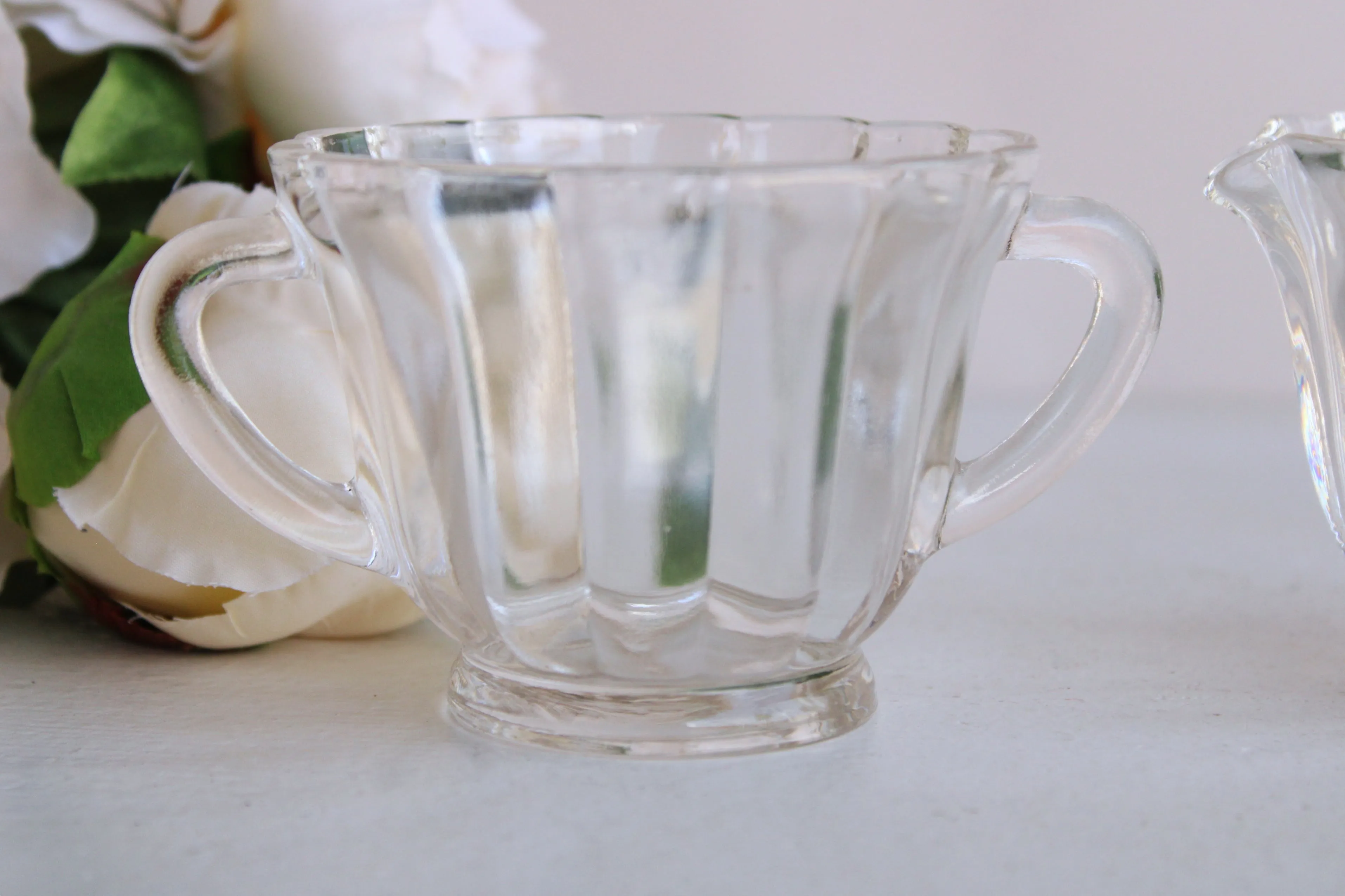 Vintage Glass Sugar and Creamer Set