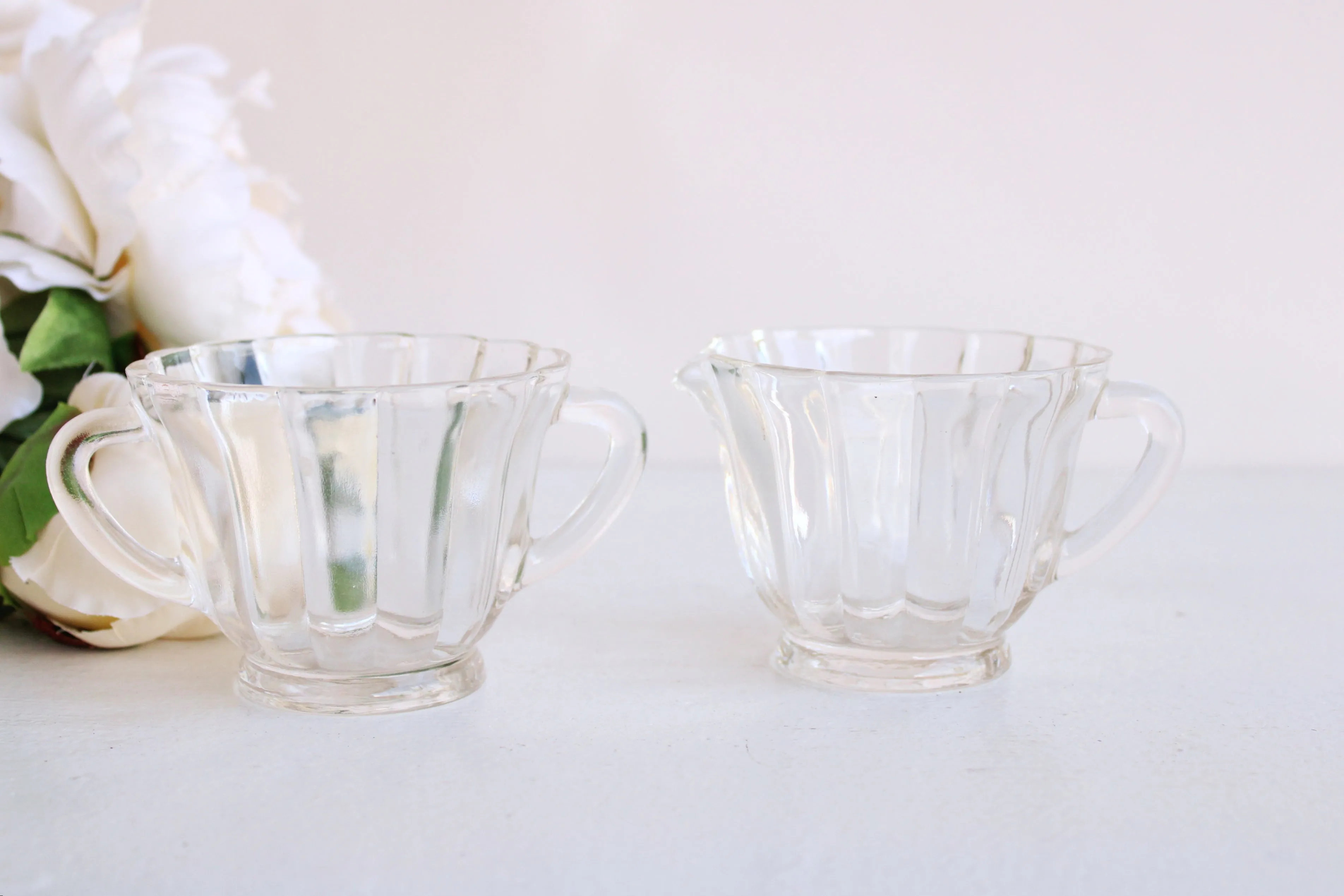 Vintage Glass Sugar and Creamer Set