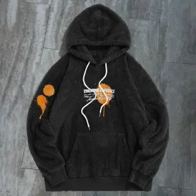 Vintage Print Trendy Plush Hoodie