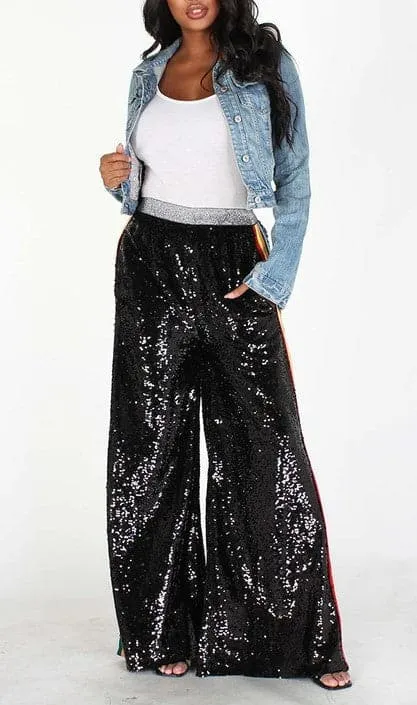 Wide Leg Sequins Pants