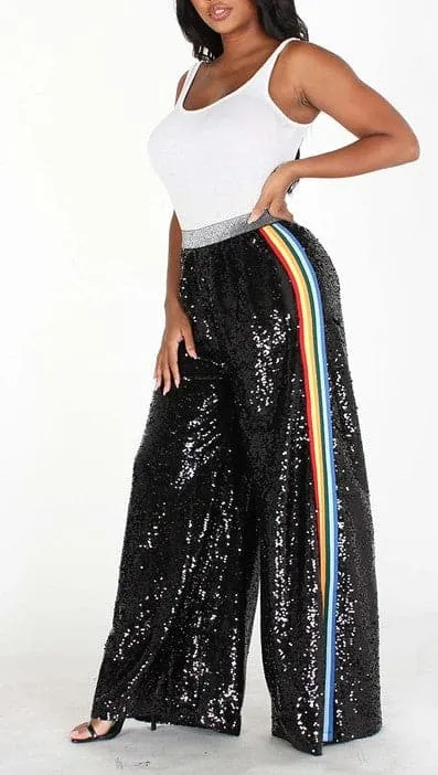 Wide Leg Sequins Pants