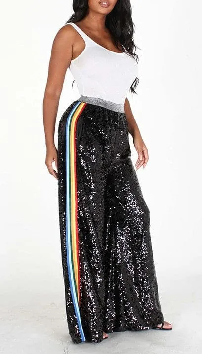 Wide Leg Sequins Pants