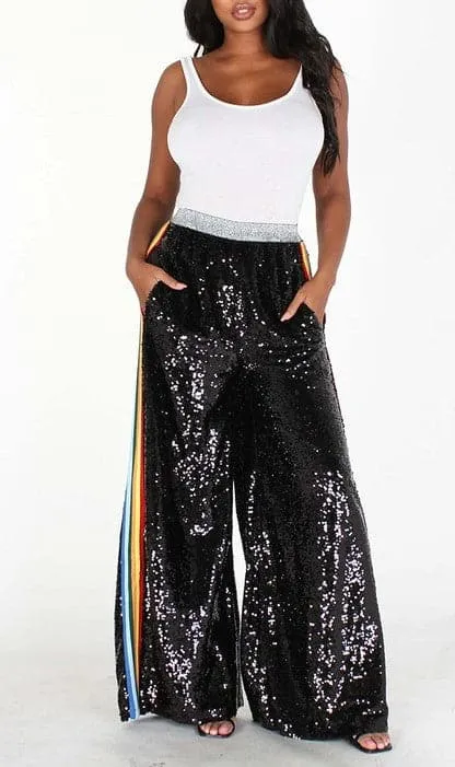 Wide Leg Sequins Pants