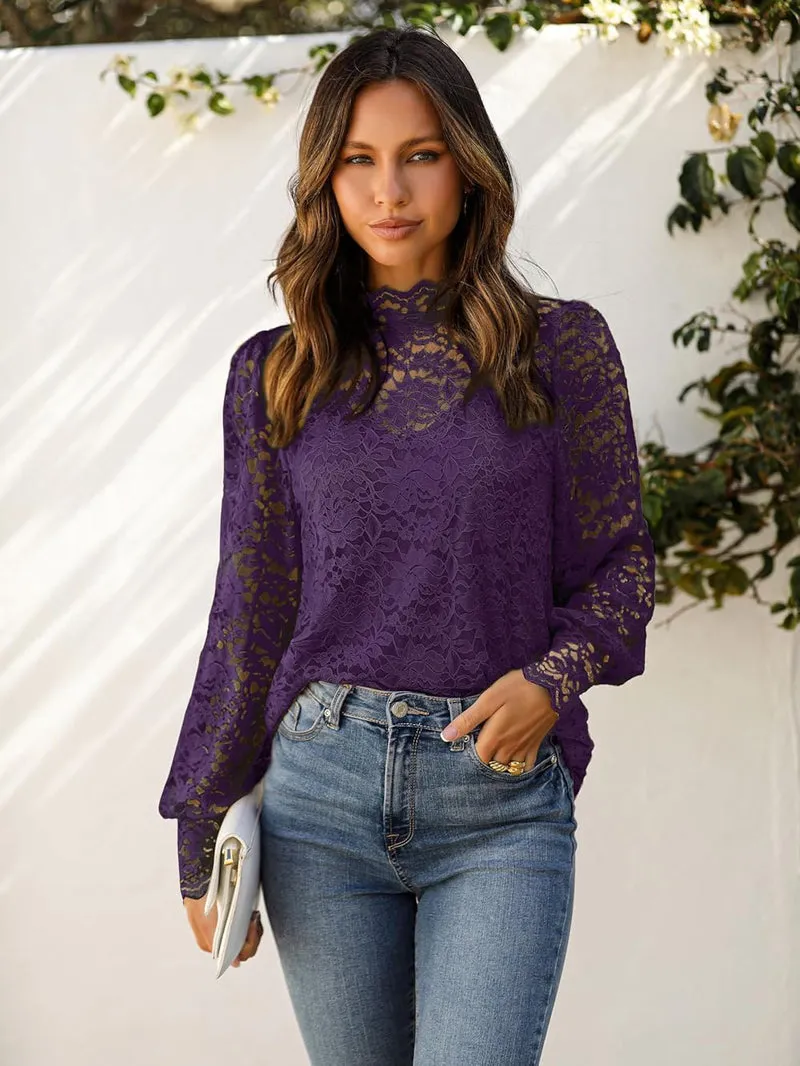 Zeagoo Lace Tops  with Separable Camisole Sexy Blouses Shirts 2 PCS Set